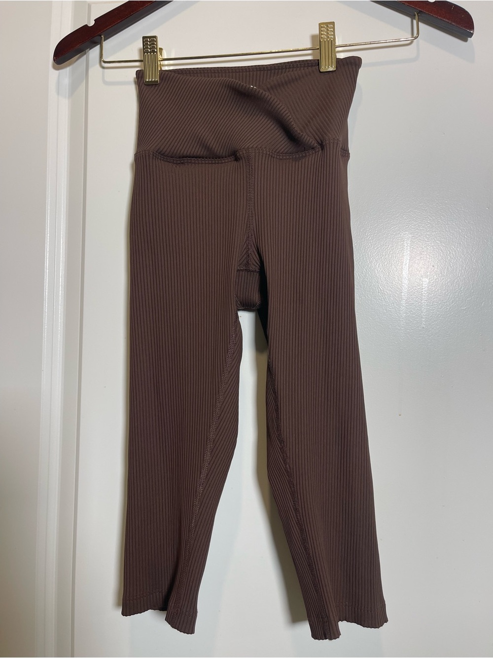RIBBED VERONICA CAPRI - Brown Size XS